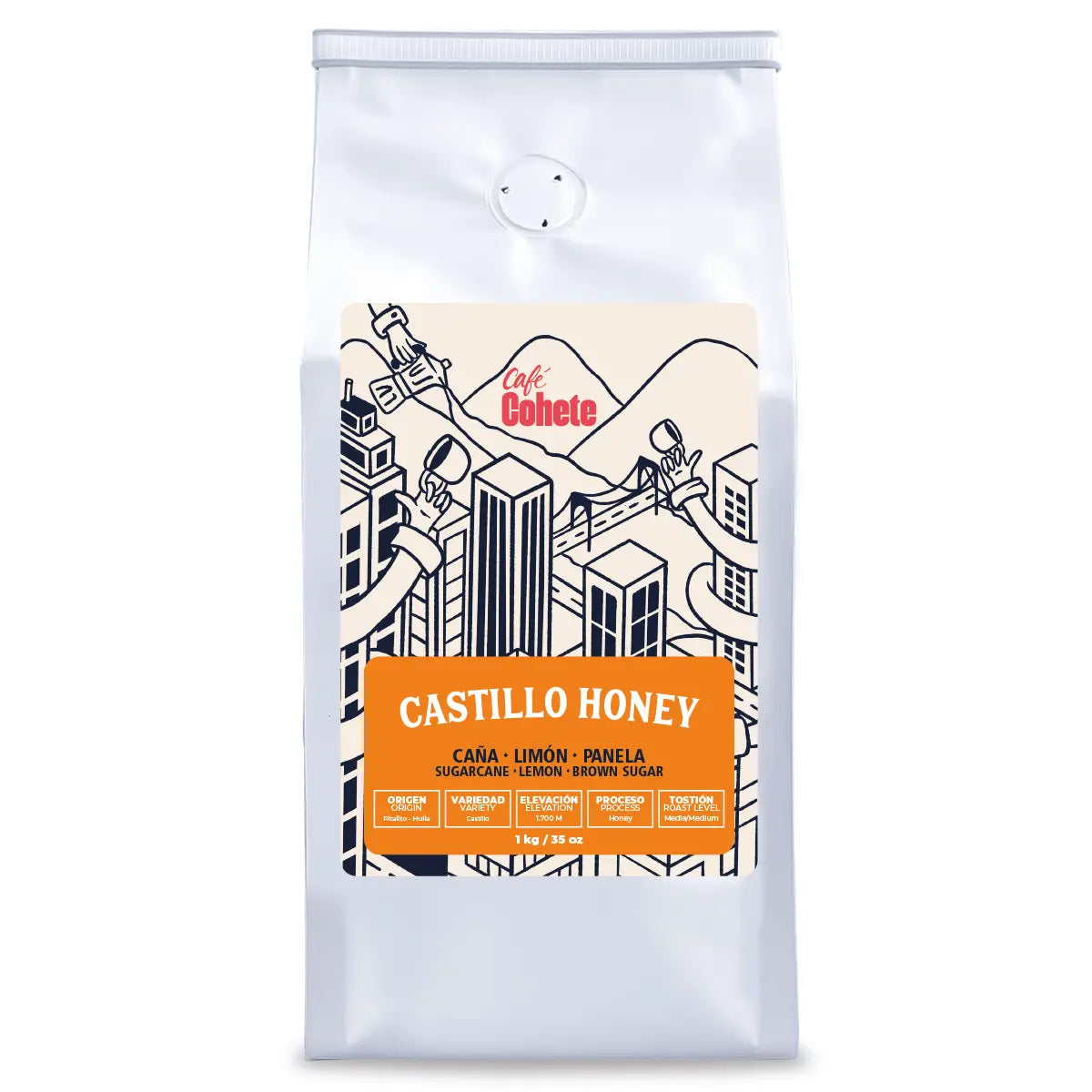 Una bolsa de café especial castillo honey de 1 kilo