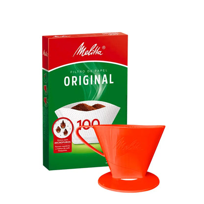 Portafiltro Melitta rojo tamaño 100 con filtros